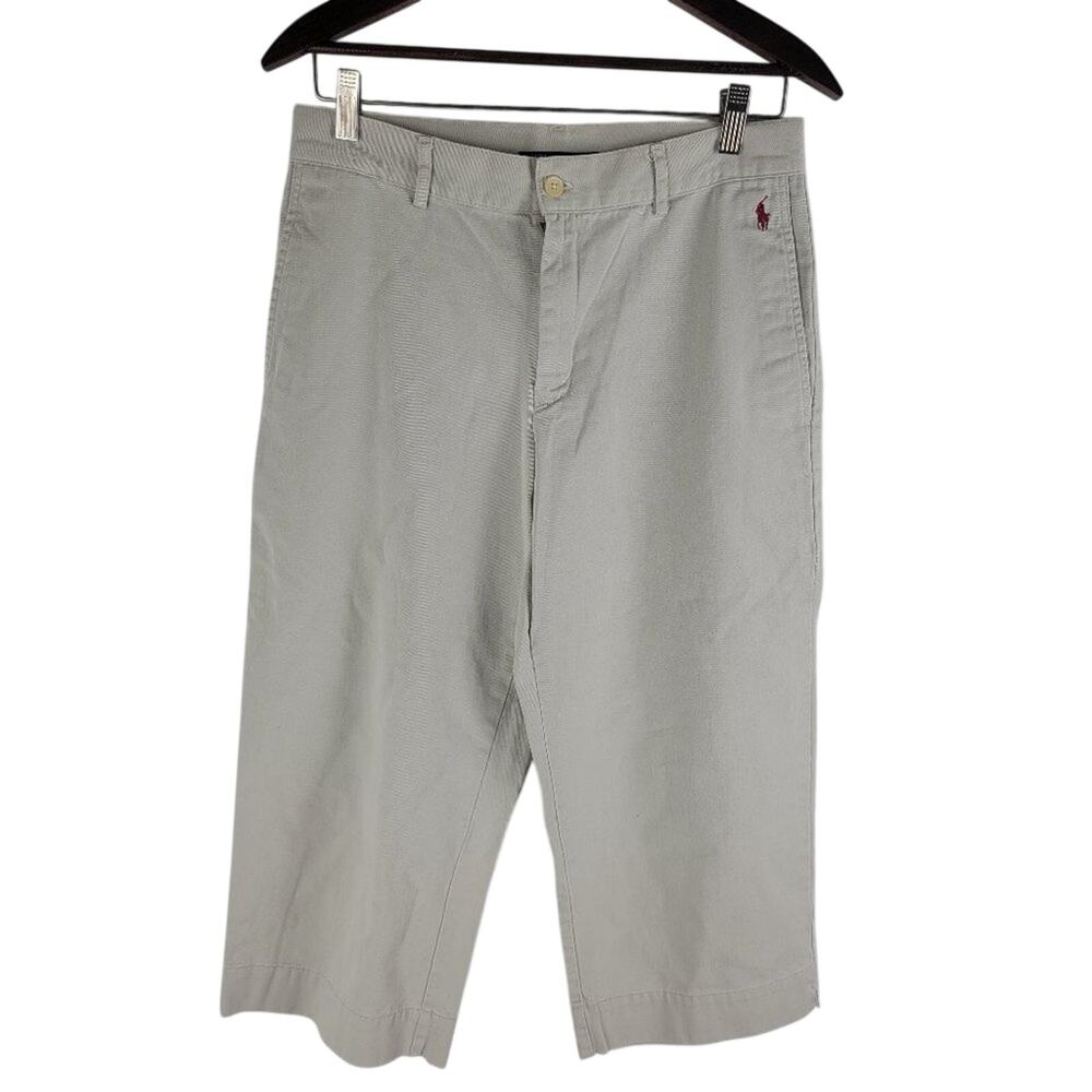 Ralph Lauren Sport Wide leg Capris Pants White Logo Size 10